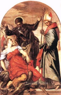 Tintoretto Painting - St Louis St George and the Princess Italian Renaissance Tintoretto